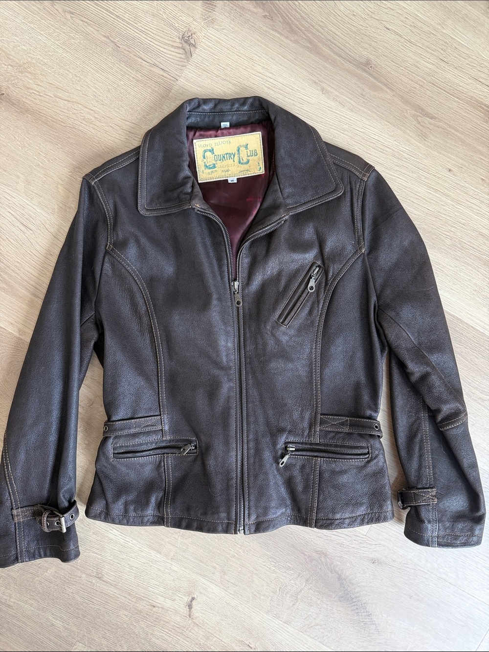 Brown Leather Zip-Front Women's Jacket
